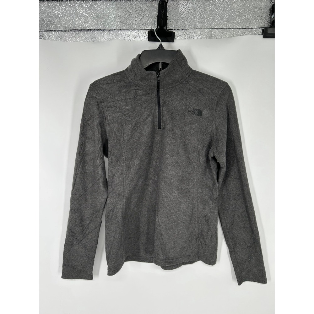 The North Face Fleece Sweater Womens Small Grey Fleece Mock Neck Quarter 1/4 Zip